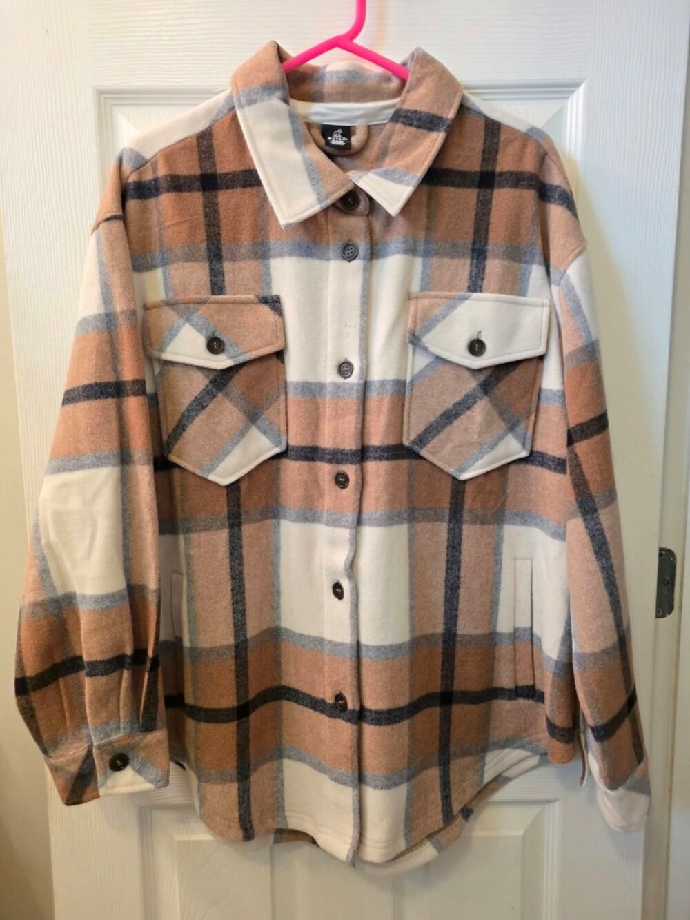 $250 Large WoolX Sawyer Shacket - Camel Plaid
